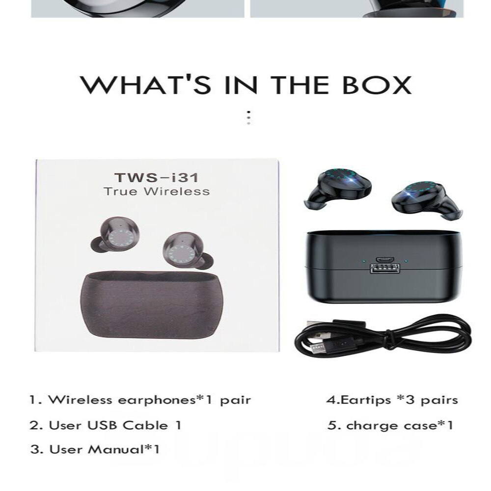 I31 TWS casque sans fil IPX7 étanche casque tactile IPX7 étanche écouteur avec LED affichage écouteur avec boîte de charge