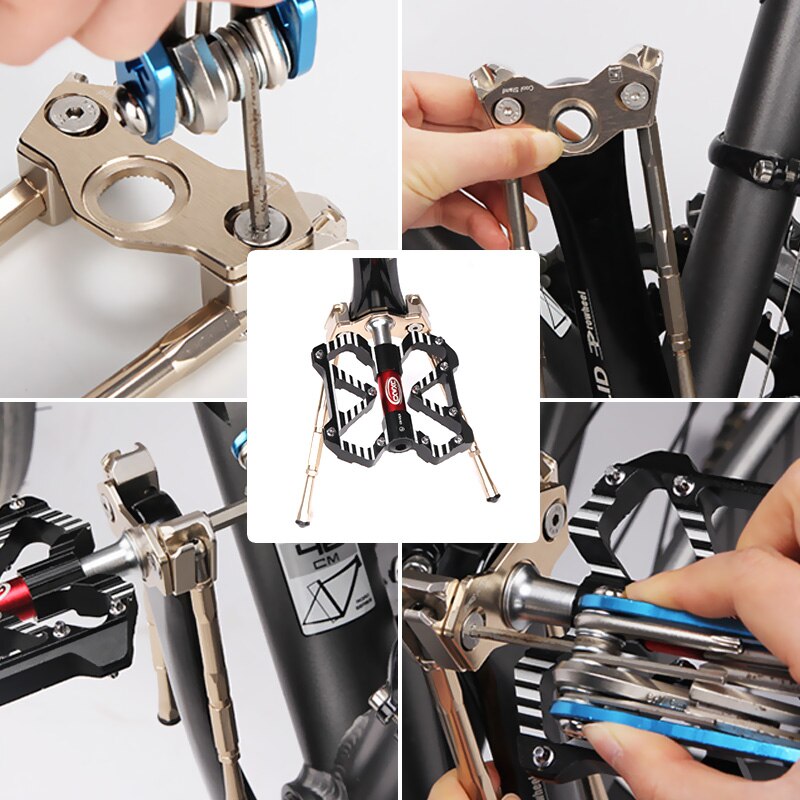 Adjustable Bicycle Crank Kickstand Alloy MTB Road Bike Crank Stand Pedal Cycling Parking Rack Support Stand Foot Brace