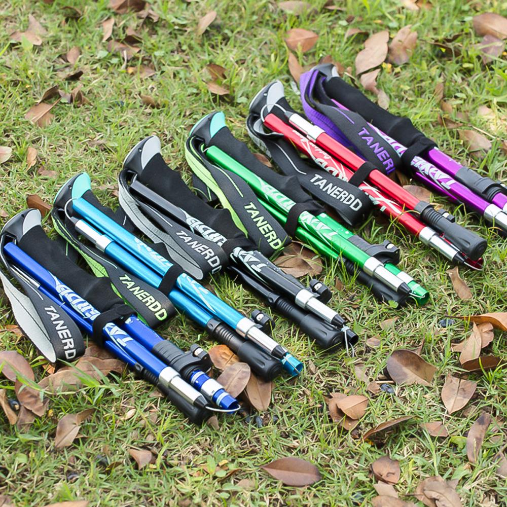 Outdoor Folding Handle 4-Section Folding Walking Sticks Canes Hiking Poles Trekking Poles Stick Adjustable Antishock