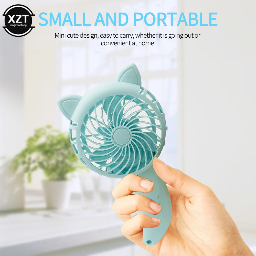 Mini Draagbare Hand Druk Ventilator Zonder Batterij Huishoudelijke Cartoon Koeling Airconditioner Voor Kinderen Kids Manual Fan 3 Kleuren
