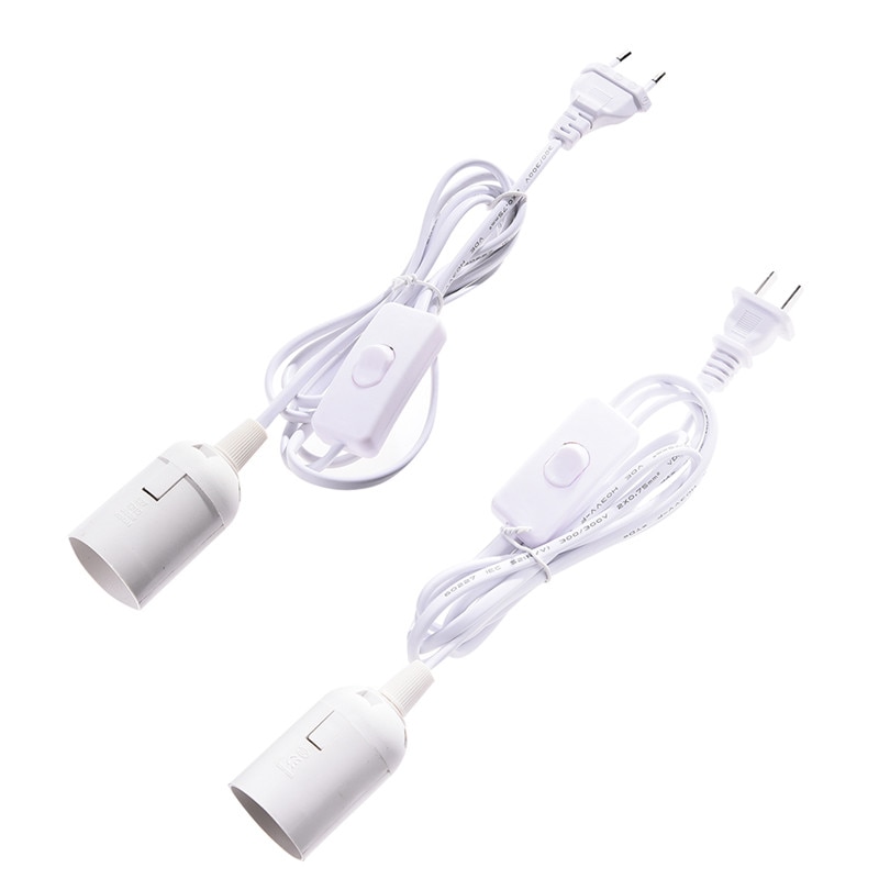 E27 Screw Lamp Holder With Cable And Switch White chandelier Bulb Holder Lamp Hanging Light Socket EU and US Plug