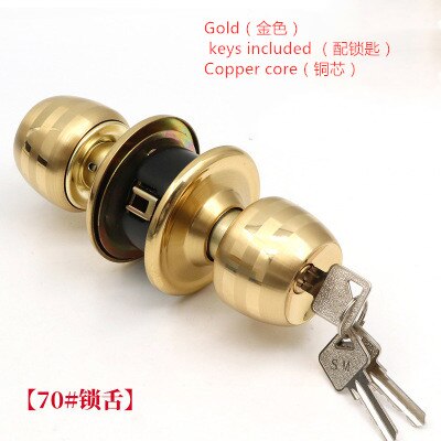 Stainless Steel alloy Locks Round Ball key lock Door Knob pull handle Entrance Passage Bathroom Internal Anti Theft Hardware: 7
