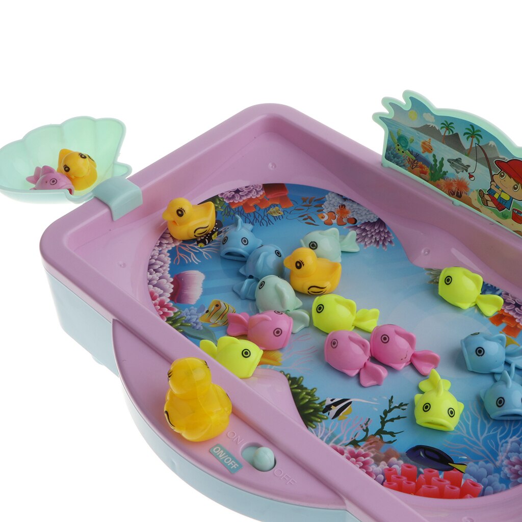 32Pcs Baby Magnetic Fishing Toy Vivid Fish Model Playset & Electric Revolving Fish Musical Pool Early Developmental Game
