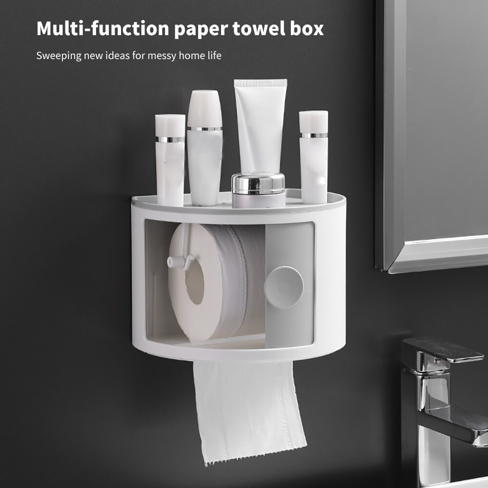 Wall Mounted Toilet Paper Holder Waterproof Tray Roll Tube For Toilet Paper Storage Box Tray Tissue Box Shelf Bathroom Product