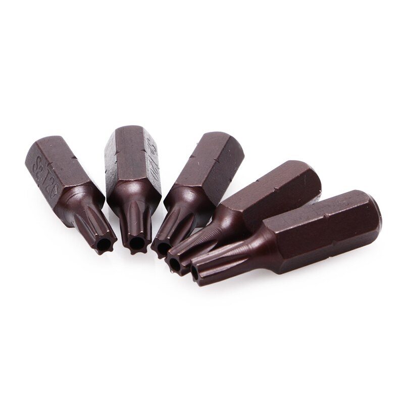 12Pcs T20 1/4" Hex Shank Magnetic Torx Security Screwdriver Bits With Hole 25mm Repair Screwdriver Bits Hand Tools