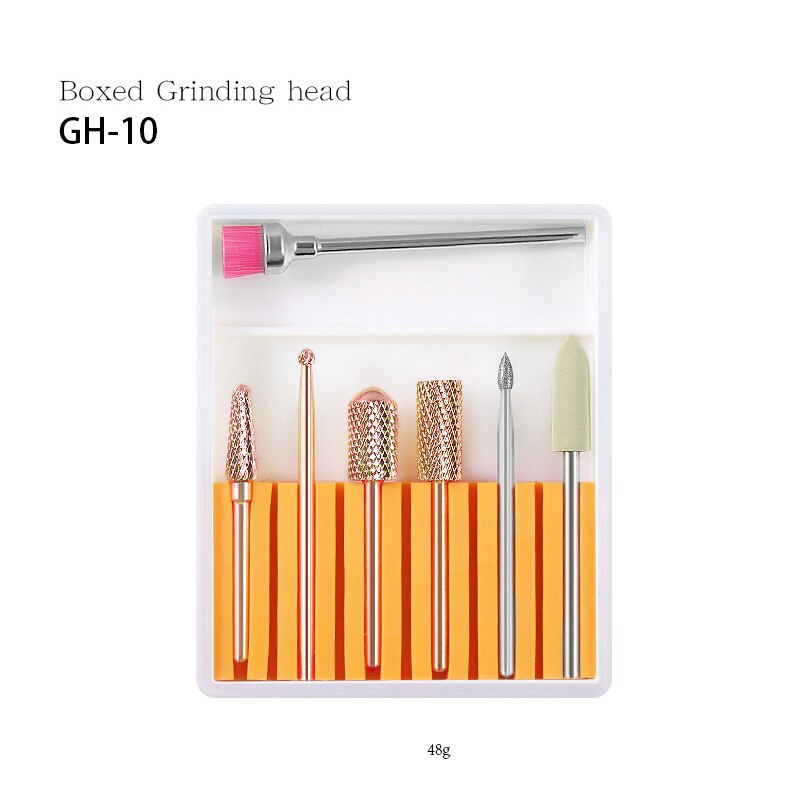 7PCS Ceramic Diamond Nail Drill Bits Set Milling Cutter Set Manicure Rotary Burr Clean Bits Electric Machine Accessory Nail File: GH 10