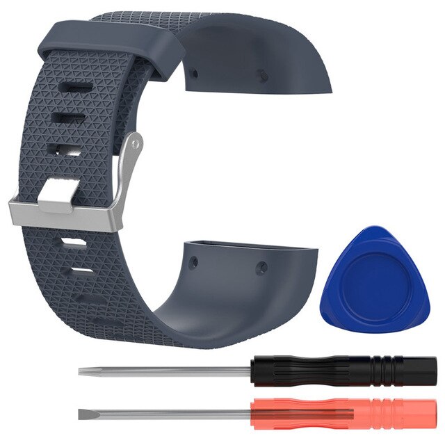 Silicone Replacement Watch Wrist Strap Band For Fitbit Surge Smartwatch Band Wristbands With Screwdriver Accessory Belt Bracelet: Rock blue / S Size