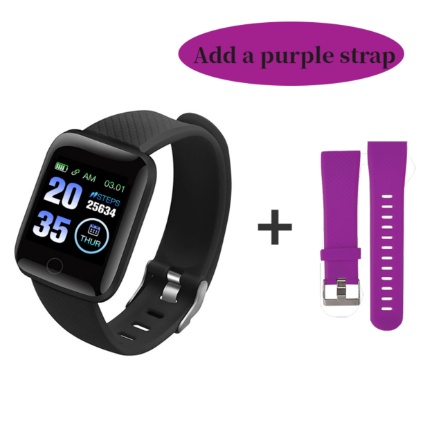 D13 montres intelligentes 116 Plus montre de fréquence cardiaque bracelet intelligent montres de sport bracelet intelligent étanche Smartwatch Android: Add a purple strap