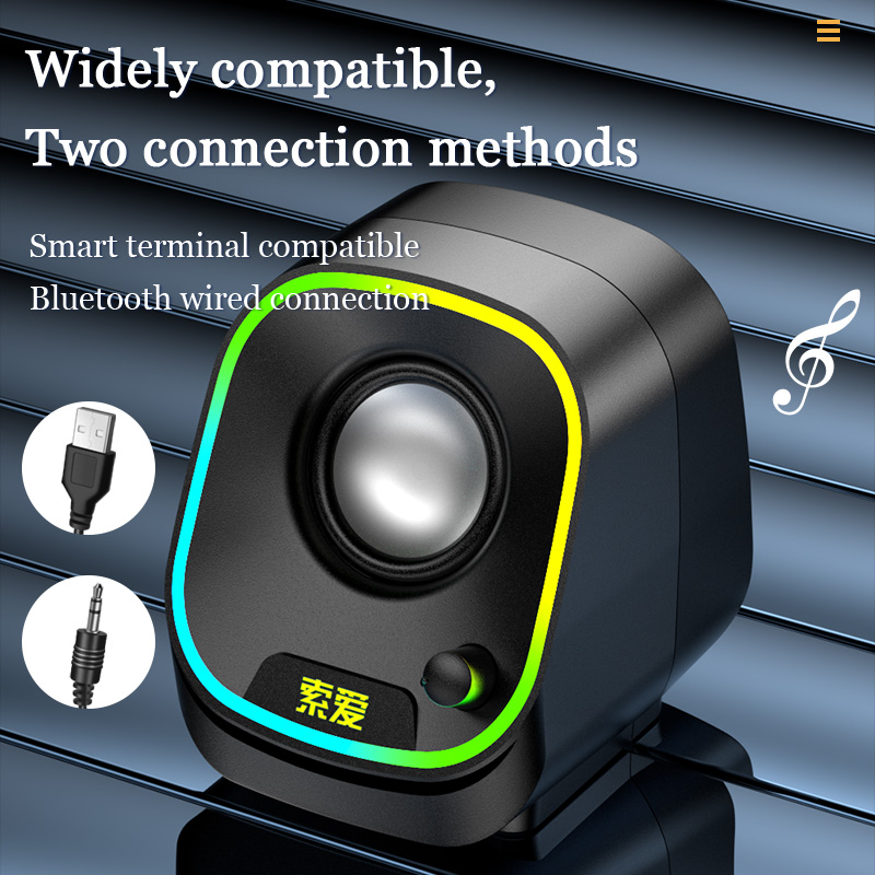 Haut-parleur USB pour ordinateur portable, PC, téléphones, caisson de basses, sans fil, lecteur de musique, Audio, basses profondes, Bluetooth
