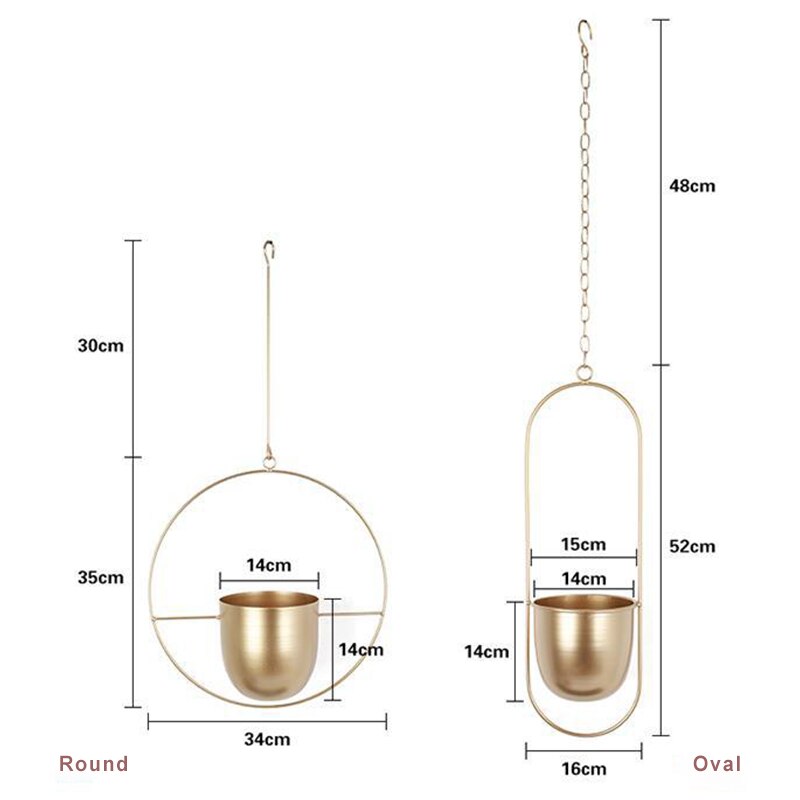 Iron Hanging Flower Pot Decorative Swinging Flower Basket Plant Hanger Pot Hanging Basket Home Garden Balcony Decor