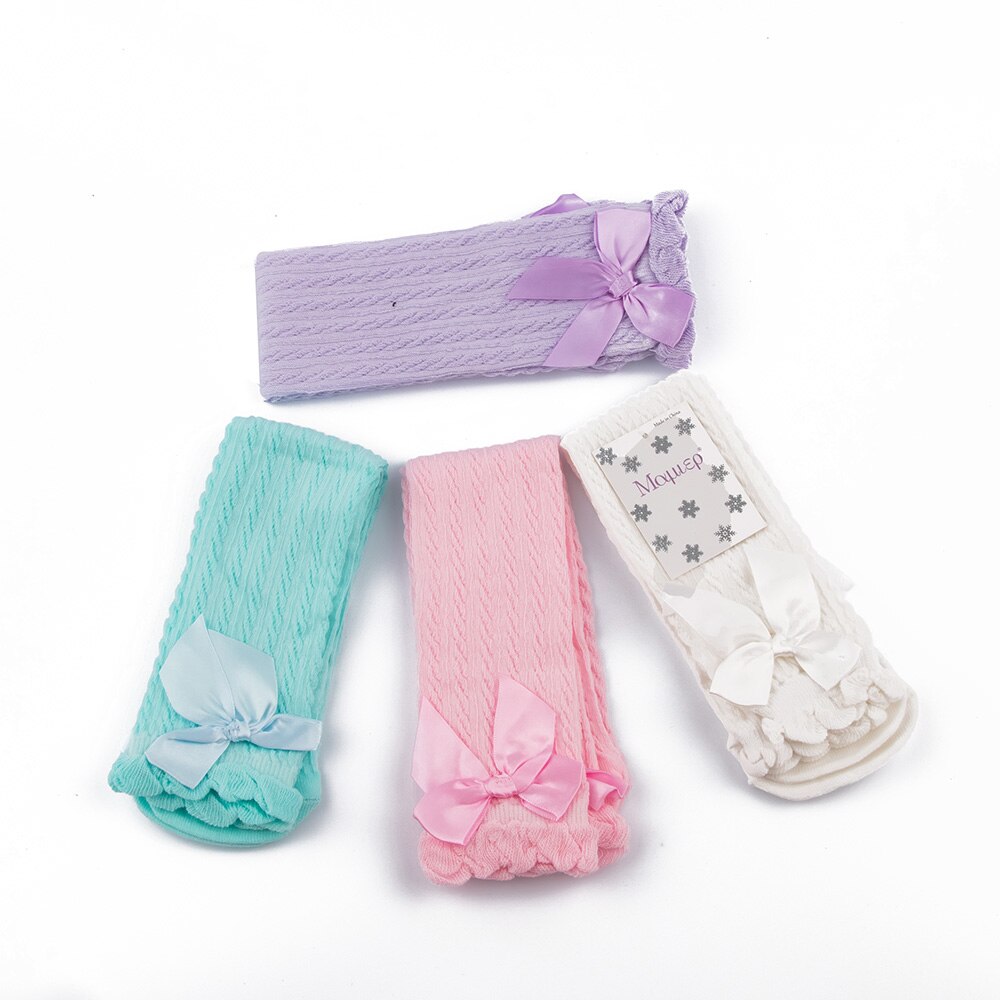 2021 Fashion Toddler Kid Baby Girl Knee High Long Socks Bow Cotton calze Casual calze da pavimento morbide per bambini