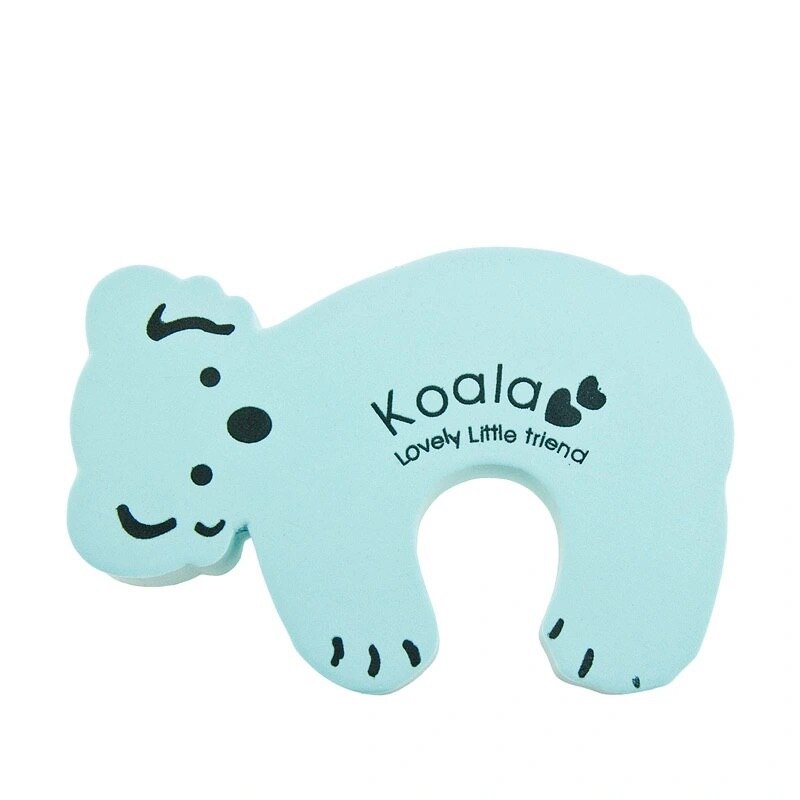 Mignon dessin animé Animal en plastique bouchon de porte Non-poinçon antichoc Anti-pincement mur Protection arrêt de porte Crash Pad: Blue Koala