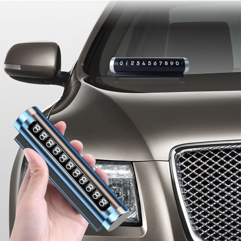 Universele Auto Telefoonnummer Plaat Tijdelijke Parkeerkaart Aluminium Stickers Draaien Park Stop Tijdelijke Parkeerkaart Auto Accessorie