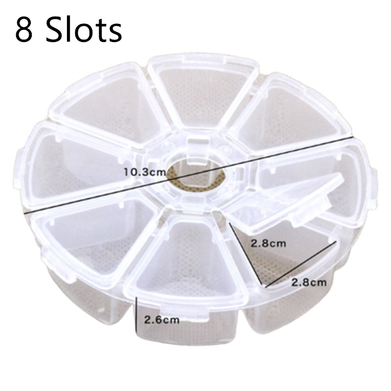 8 Round Compartment Storage box Transparent PP plastic box Small Component Jewelry Tool Box Bead Pills Objects Organizer