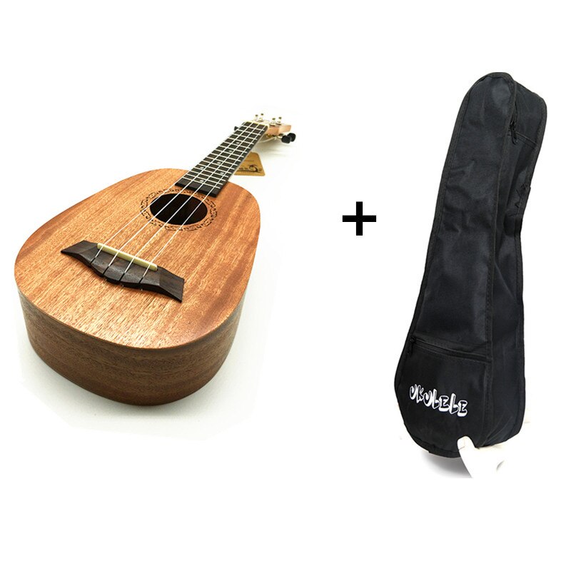 Petit Ukulele en forme d&#39;ananas de 21 pouces, Soprano, Uku, , 4 cordes, instrument de musique, touche en bois de rose: ukulele with bag