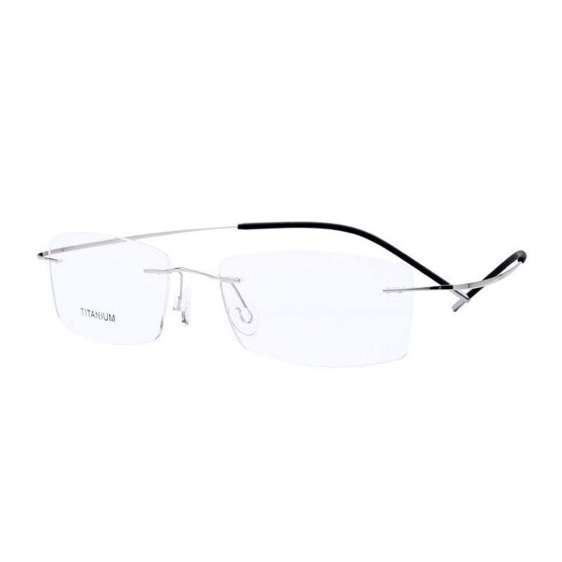 Montura de gafas de titanio súper ligera y Flexible, sin montura, para mujeres y hombres, gafas graduadas ópticas: Plata