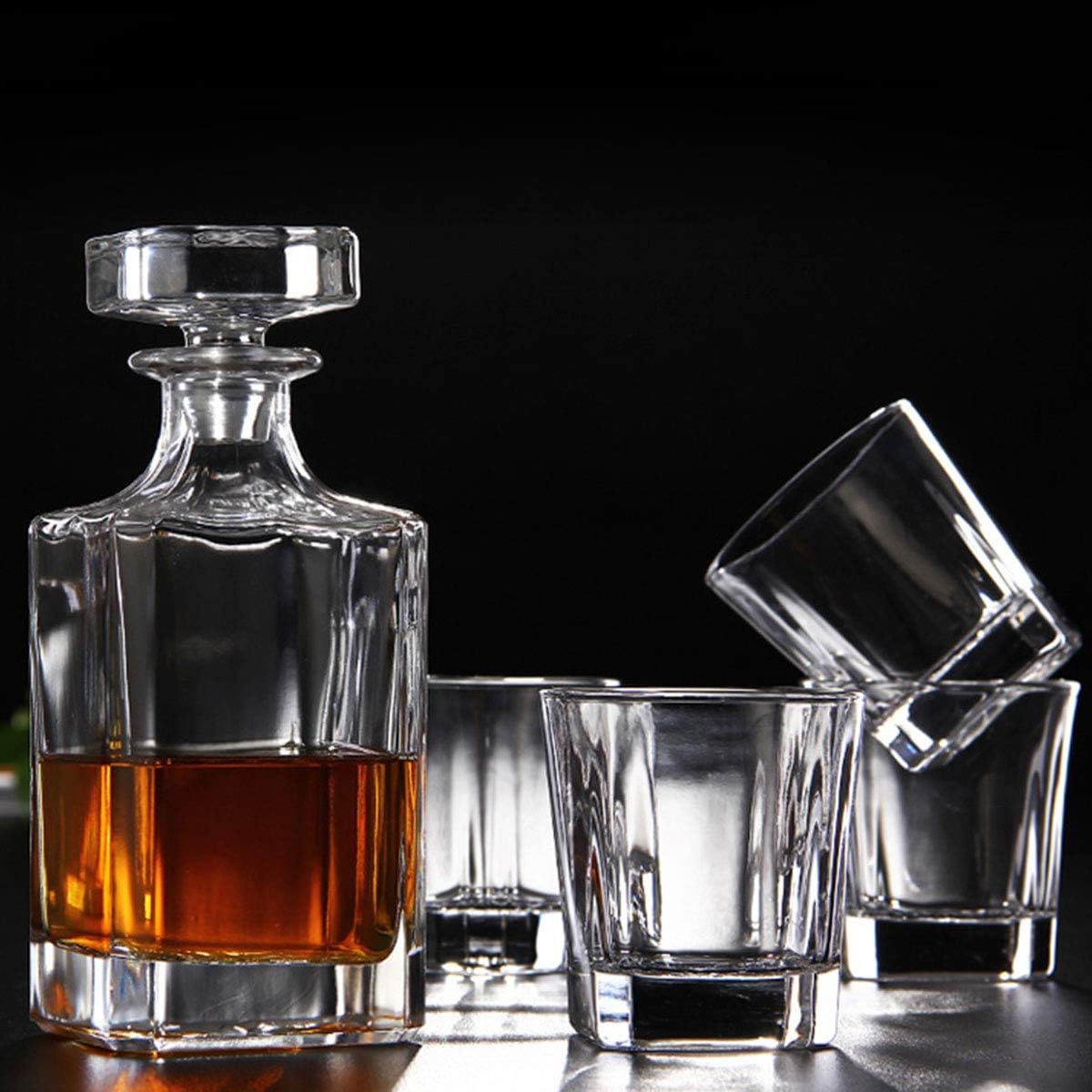 Glass Decanter - Whiskey Decanter for Wine, Bourbon, Brandy, Liquor, Juice, Water, Mouthwash (25.4 oz/750ml)