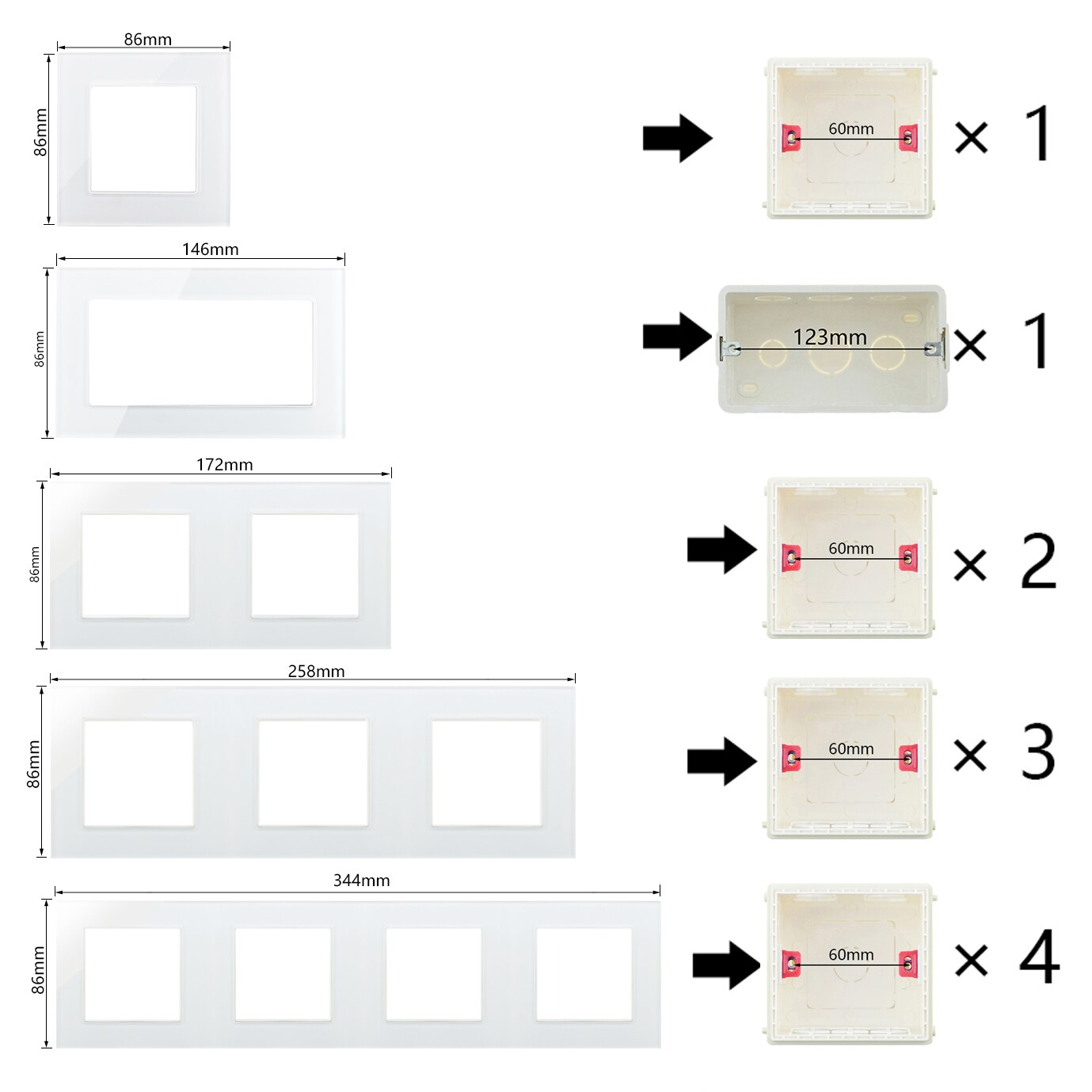 Wall Power Socket French Socket Plug Living Room Socket Single/Double/Triple/Quadruple Socket White Crystal Glass Panel