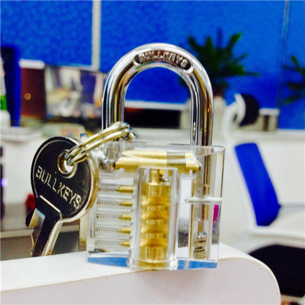 1Pc Clear Crystal Transparent Cutaway Locks Inside View Practice Padlock Visible View Lock Training Skill Locks Keyed Padlock