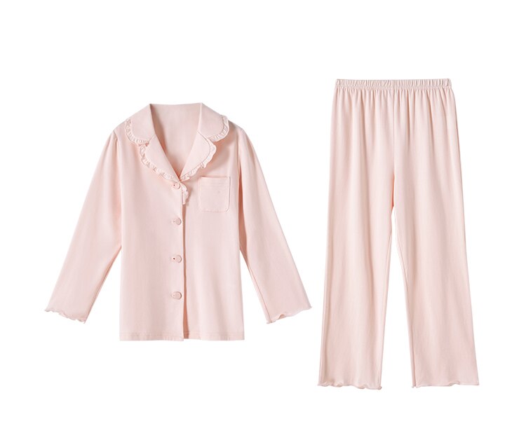 Set di pigiami per colletto rovesciato da principessa per bambina per bambini. Top a manica lunga + pantaloni. set di pigiami per cimosa Stringy per bambini
