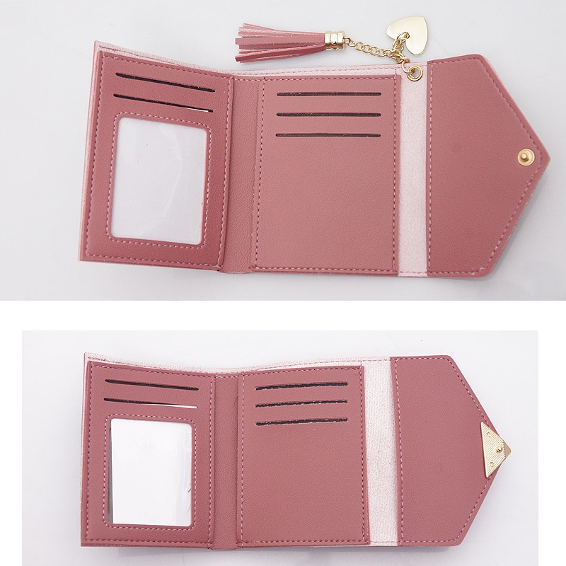 Wallet Female Student Short Tassel Waterproof Wallet Card Package Mini Fresh Multi-function Folding Wallet Clip