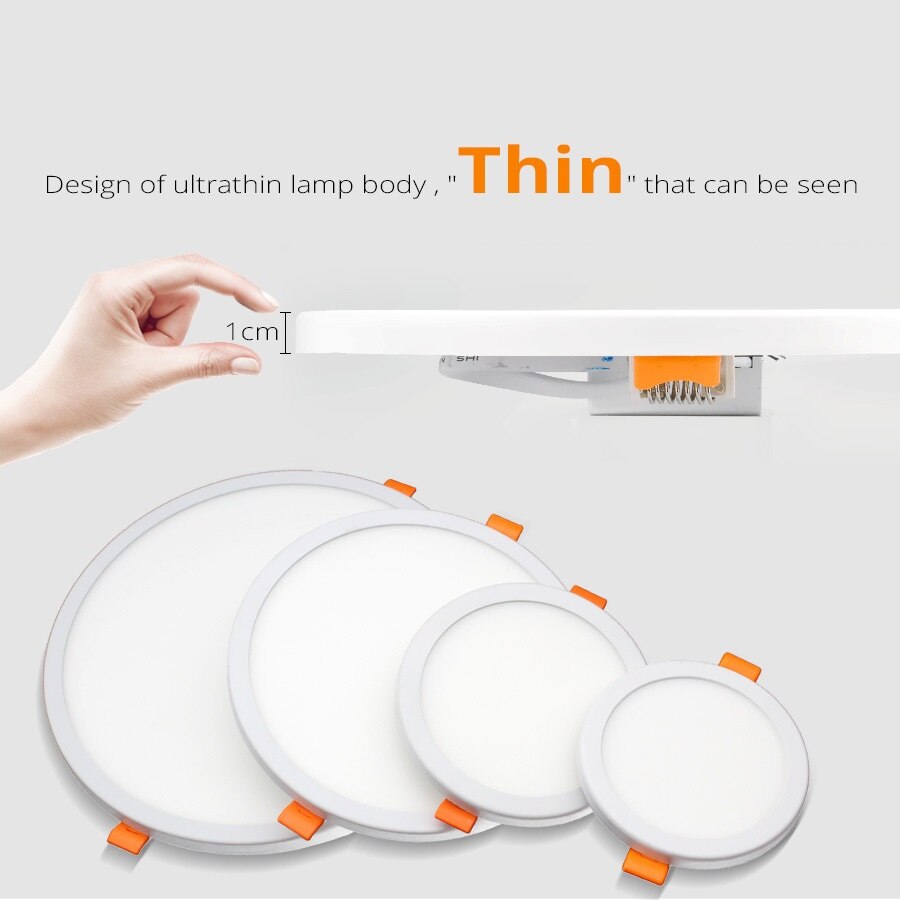 Panneau lumineux led 6w 8w 15w 20w | Taille de trou réglable lampe à ronde mince,
