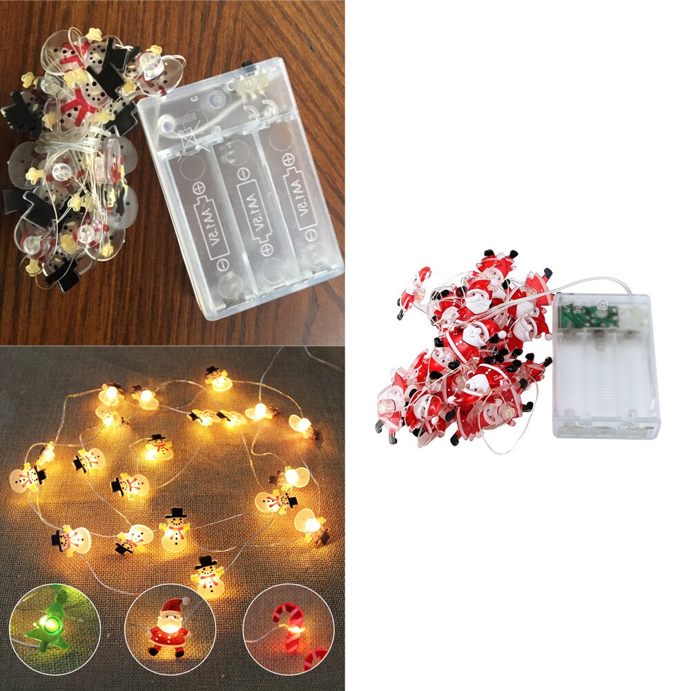 Kerst Decoratie String Lights Kerstman Zwarte Hoed Sneeuwpop Herten Hoofd Decoratie Koperdraad Lantaarn