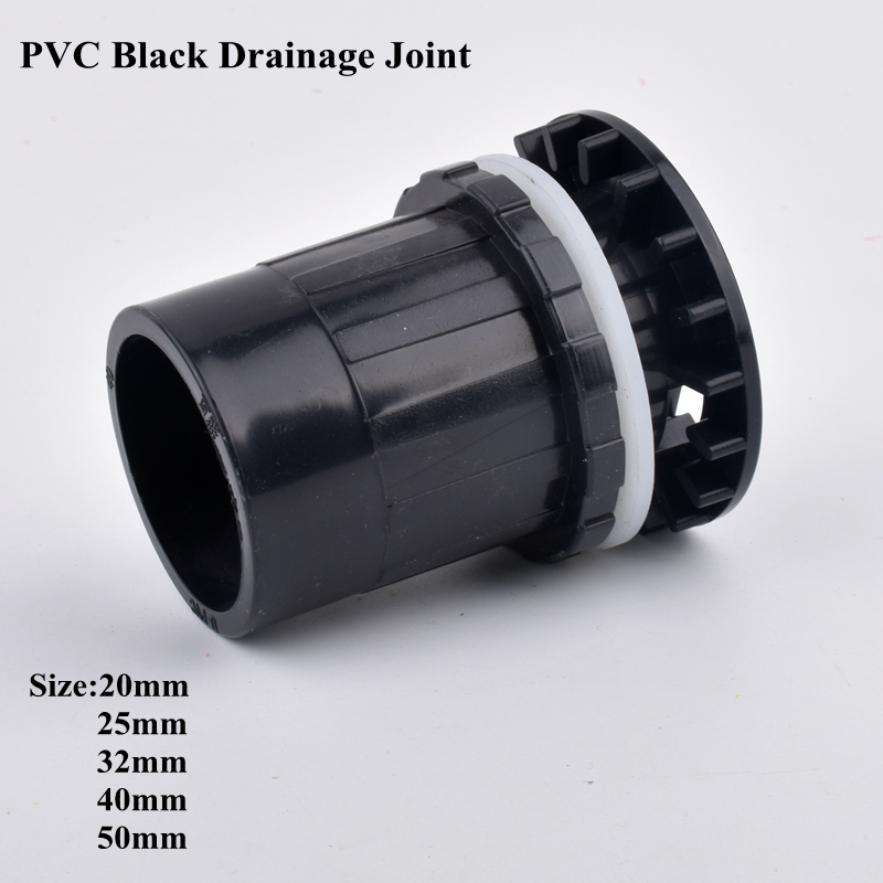 20-50mm PVC Pipe Connector Straight Drainage Joint Aquarium Fish Tank Accessories Garden Watering Irrigation Water Tube Fittings: 1pc I.D 20mm / Black