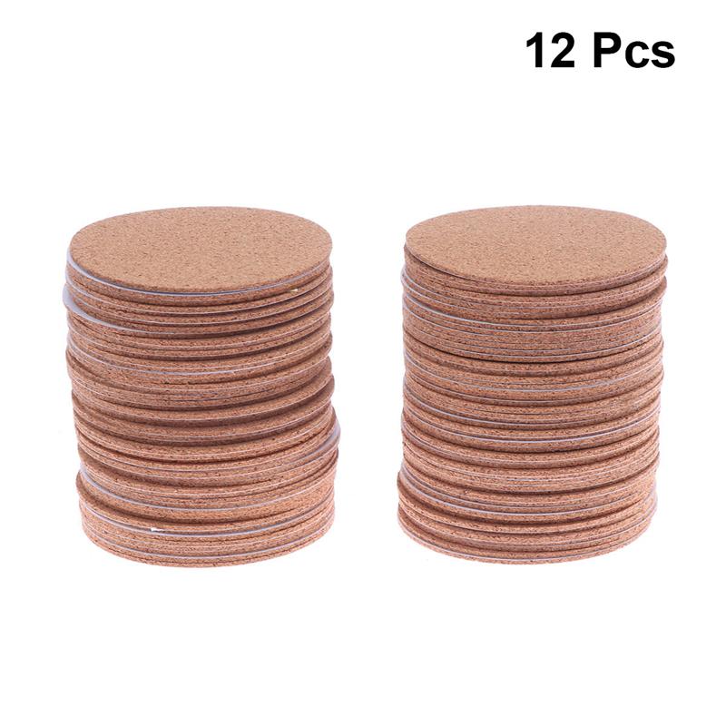 12/30 Pcs DIY Round Cork Mats Self-Adhesive Eco-Friendly Insulation Coasters Cup Pads DIY Self Adhesive Round Cork Cushion: 12 PCS