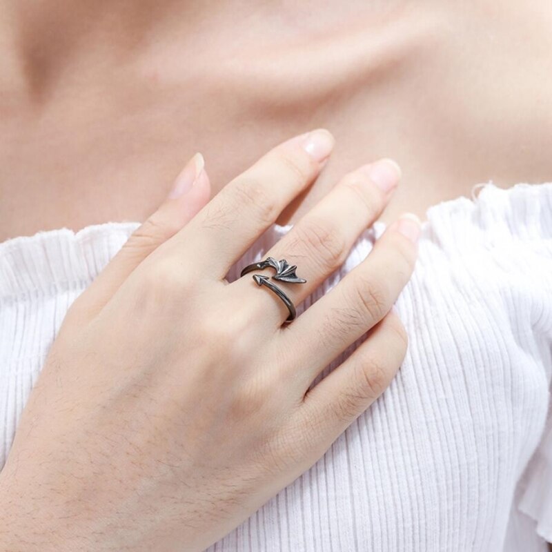 Sole Memory Devil Wings, bonito carácter de personalidad, Plata de Ley 925, anillos de apertura de tamaño variable para mujer, SRI268