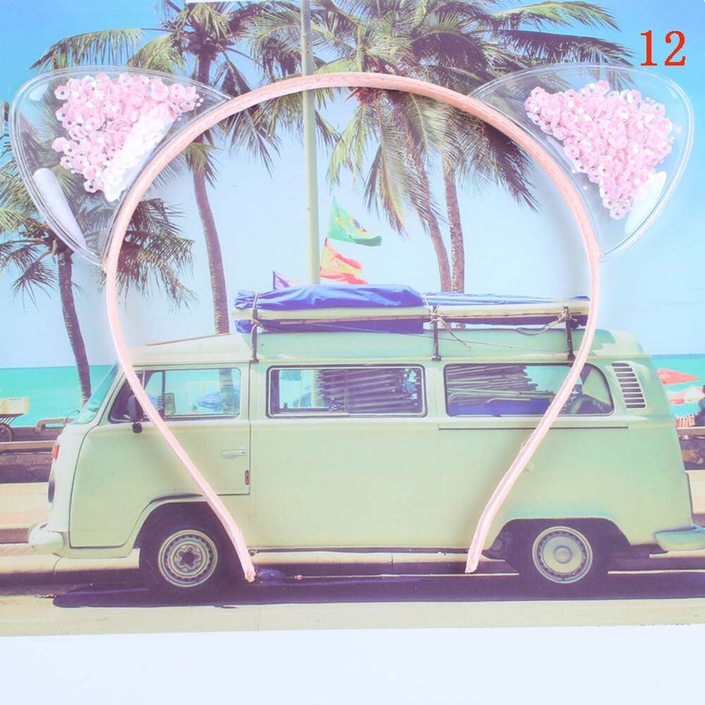 Bandeau oreilles de chat pour petite fille | Accessoires de cheveux de princesse, bandeau à paillettes colorés, bande dessinée pour enfants: 12