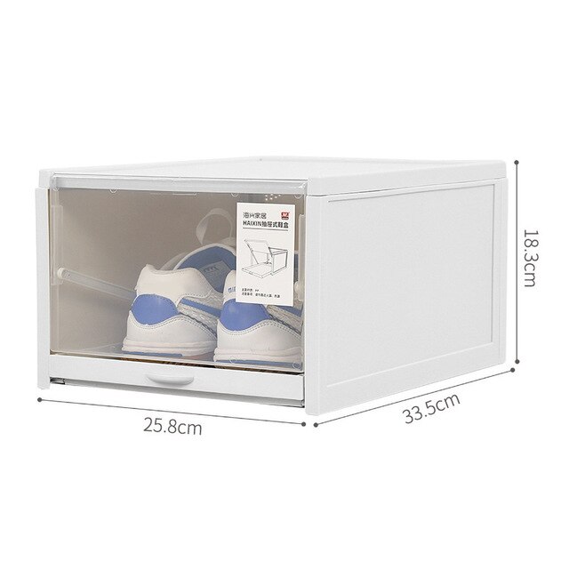 Boîte à chaussures coulissante, armoire à chaussures transparente, boîte de rangement et de rangement, casier: 33.5 X 25.8 X 18.3cm
