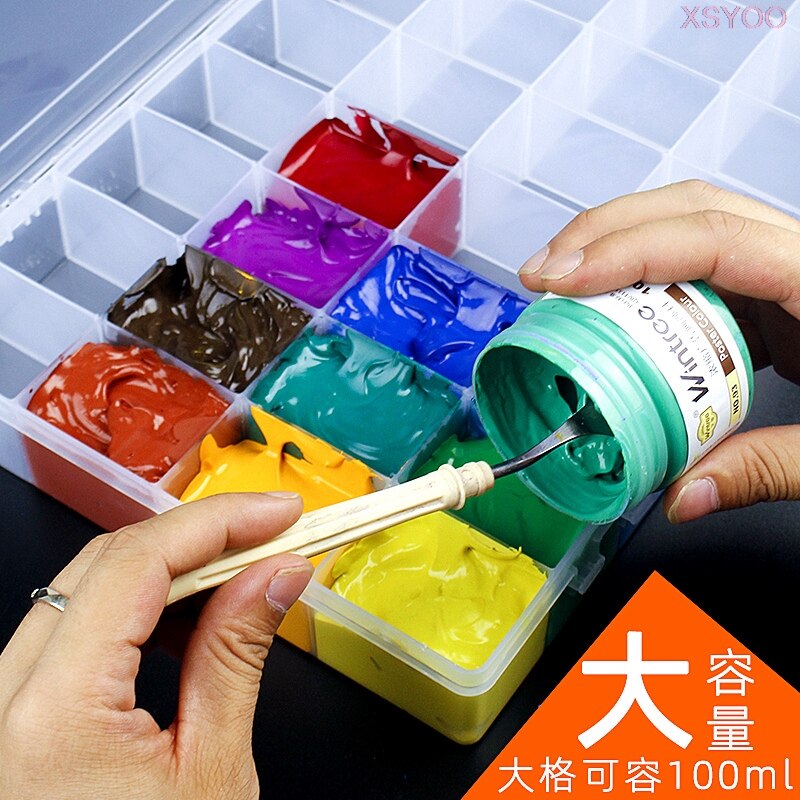 24 Grid Transparante Verf Doos Grote Capaciteit Lege Aquarel Gouache Pigment Doos Hydraterende Palet Opslag Verf Art Supply