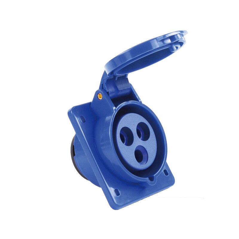 16a 32a waterproof industrial plugs and sockets IP44 3P 4 core 5 pins P N E Panel Mounted tilted oblique socket