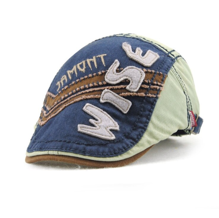 [jamont] afslappet drengekasket børnehat hat bomulds visir herrer stil gorras patchwork brev flad hat casquette 5-10y: C