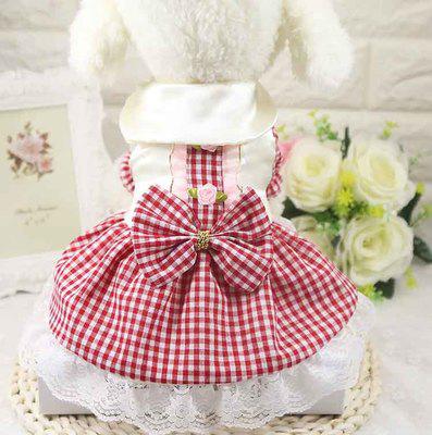 Spring/autumn Dog Pet Cat Clothes Garments Skirts 100% Cotton: Red / M