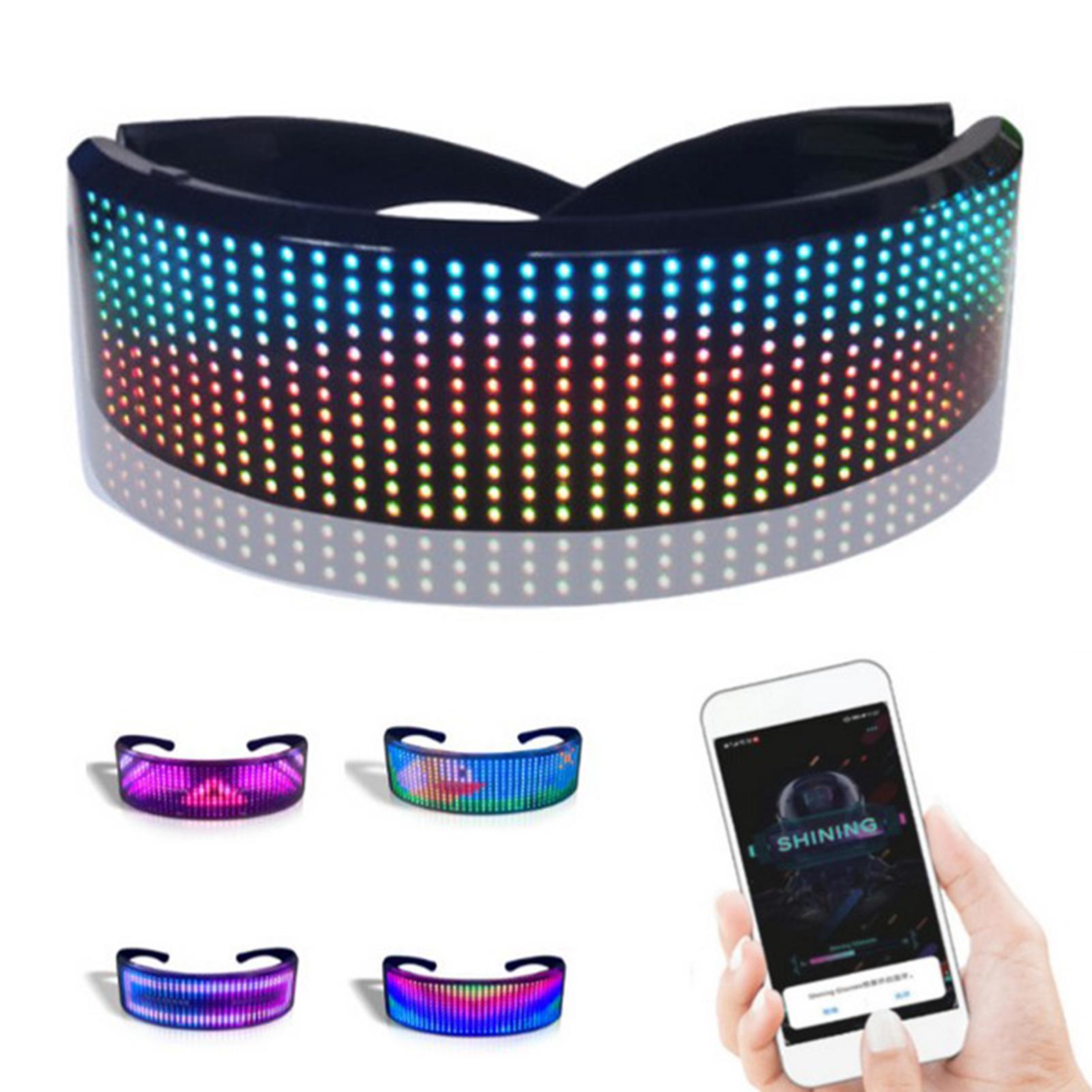 Magische bluetooth led-feestbrillen app controle schild lichtgevende bril usb-oplaadbare doe-het-zelf snelle flits led-glanzende bril