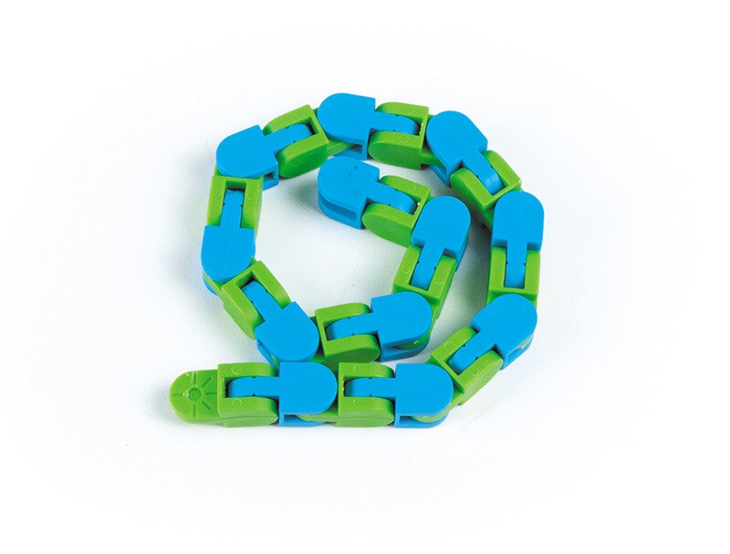 Tangles Fidget Tiys Colorful Puzzle Sensory Tracks Snap Finger Toy 24 Bicycle Chain Track Pressure Relief Toy: Deep Blue