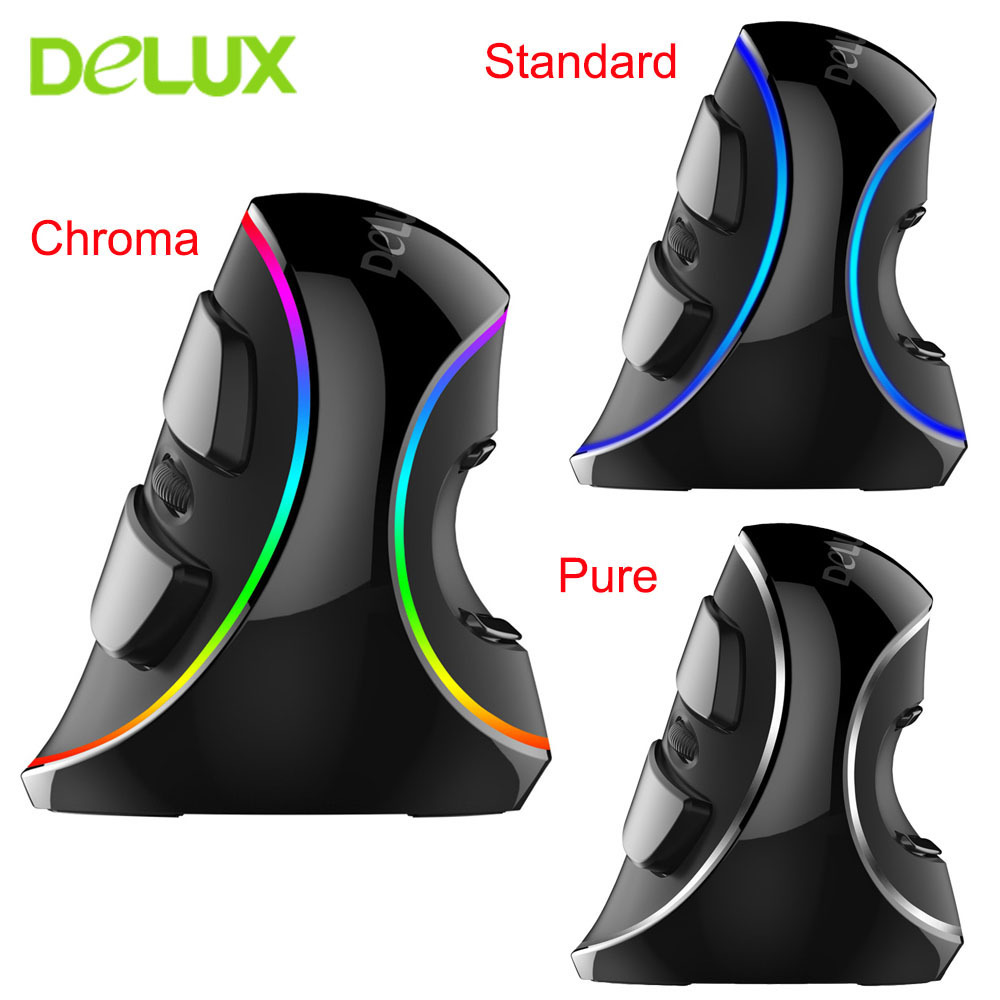 Delux M618 Plus RGB Wired Vertical Mouse Ergonomic USB 4000 DPI Optical Wrist Rest Wireless Game Mice For PC Desktop Laptop