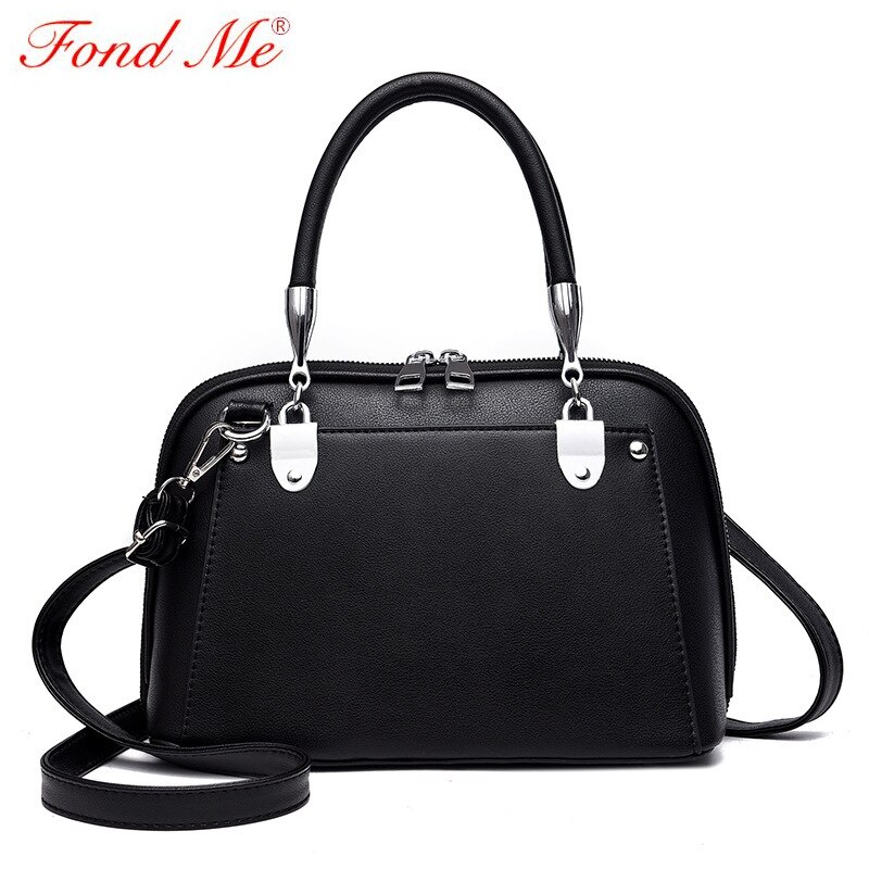 Ensfarget bærbar skulderveske med skulderkors