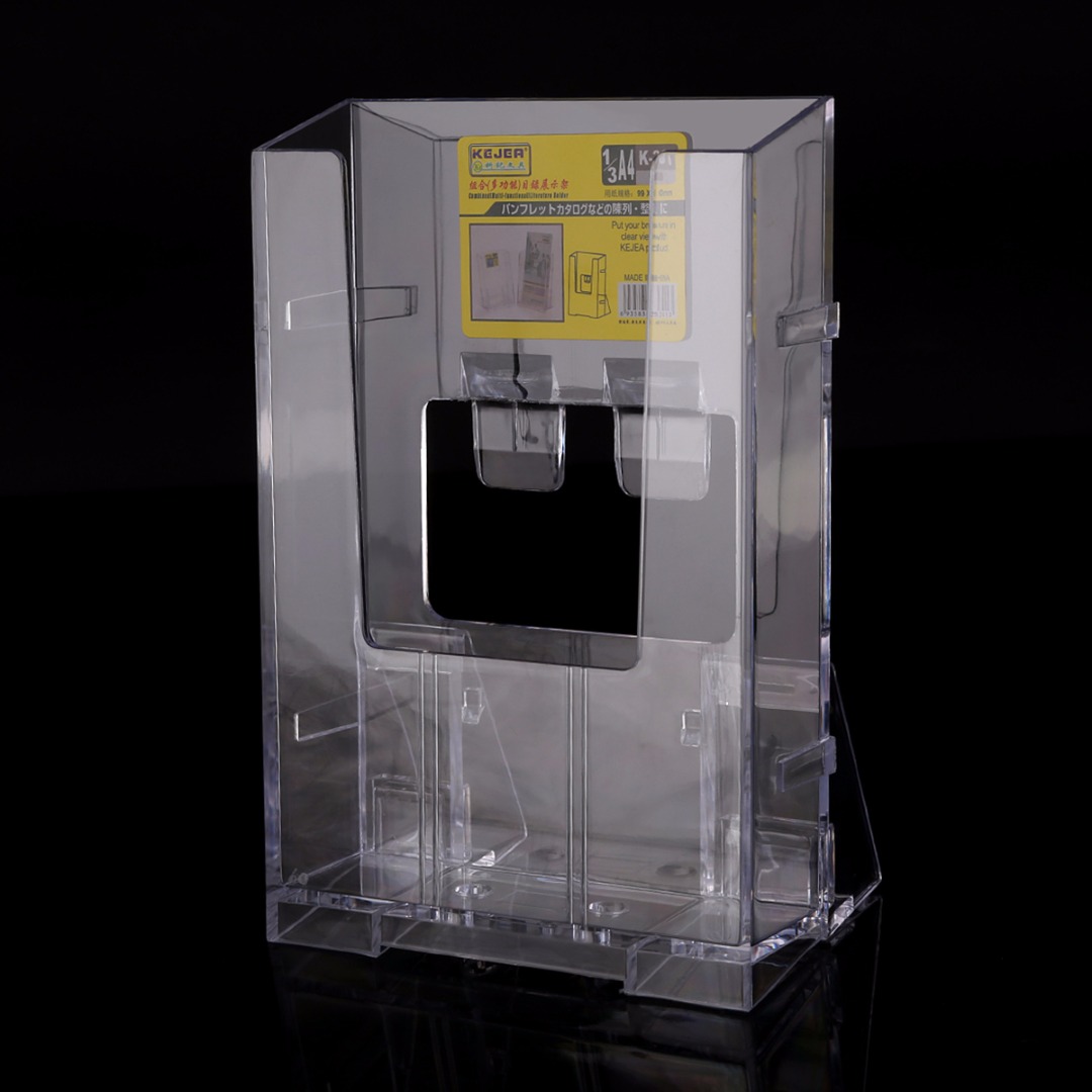 1pc Transparent Card Holder Office Home Display Clear Acrylic Brochure Desk Stand Pamphlet Display Paper Holder