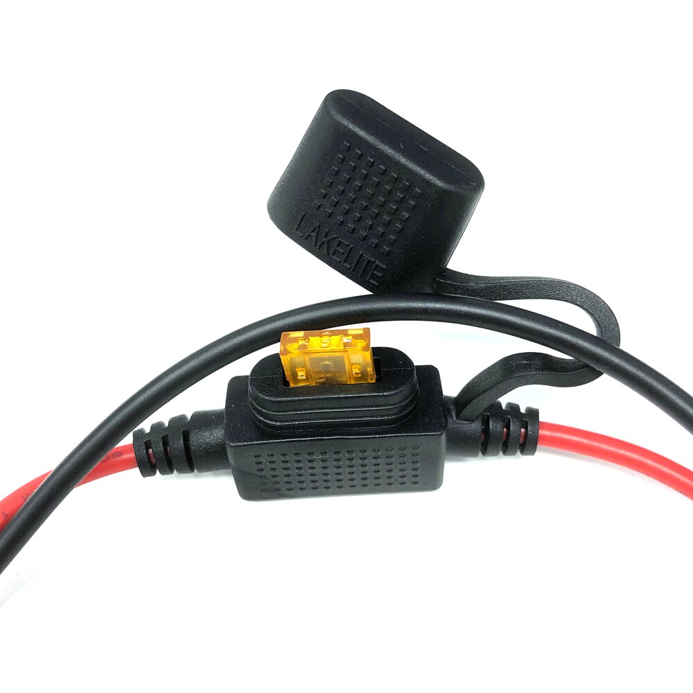 Sae til  dc5521 dc 5.5mm x 2.1mm coax 15 awg kabel motorsykkel varme klær adaptere 14 awg 30cm 5a sikring