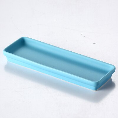 1 pcs Ceramic Porcelain Plate Nordic Style Rectangular Flat Black Western-style Food Snack Butter Plate Tableware Ceramic: Blue