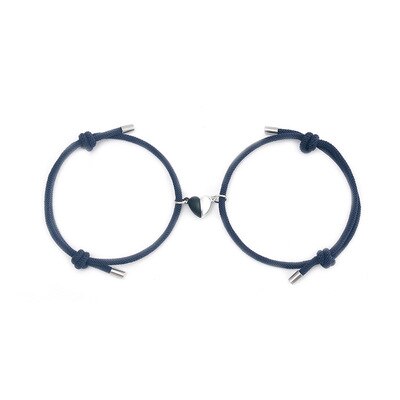 Pulsera magnética con abalorios para parejas, brazalete de amor de larga distancia, con piedras de deseos: Navy blue