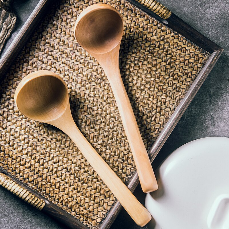 Cuillère Ramen En Bois - Long Manche 22 Cm - Cuillère à Soupe Japonaise - Pour Ramen, Soupes - Portable Et Facile à Nettoyer