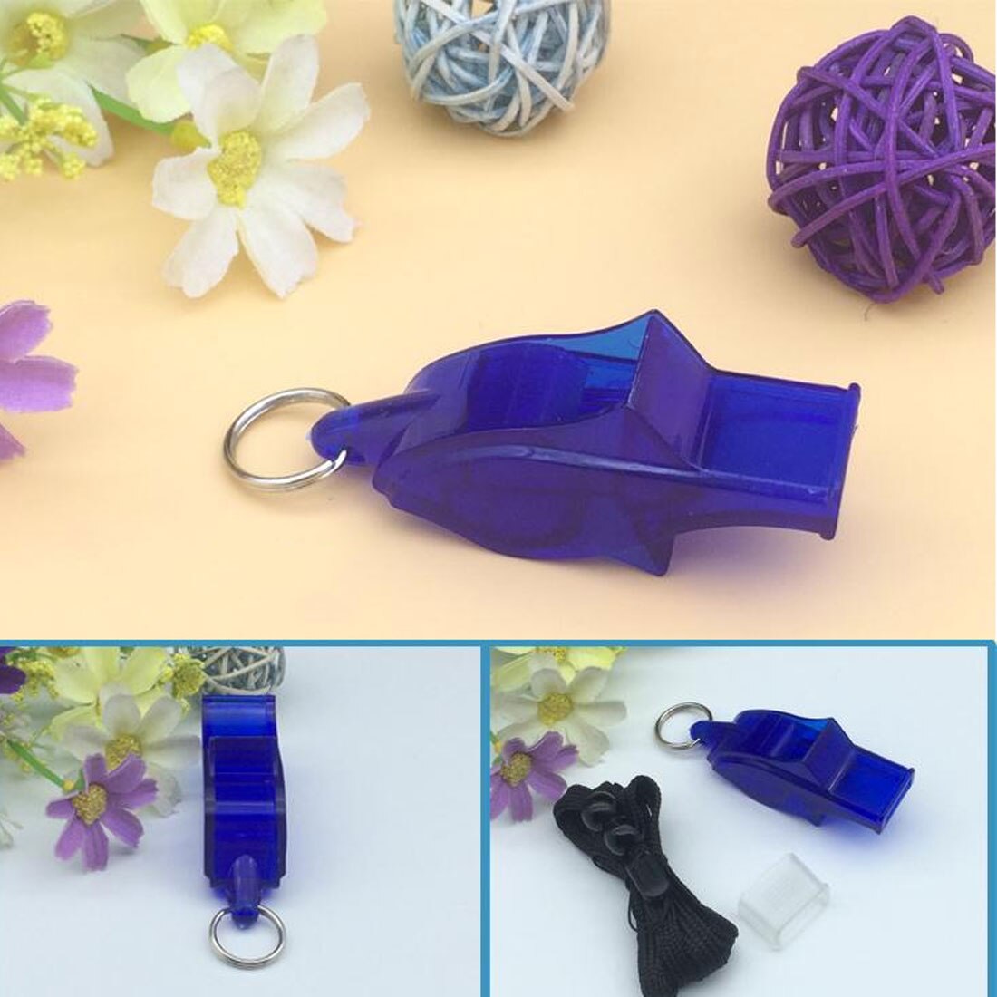 Silbato de plástico para fútbol, baloncesto, Hockey, béisbol, árbitro deportivo silbato de acampada, supervivencia con cordón, 1 Uds.