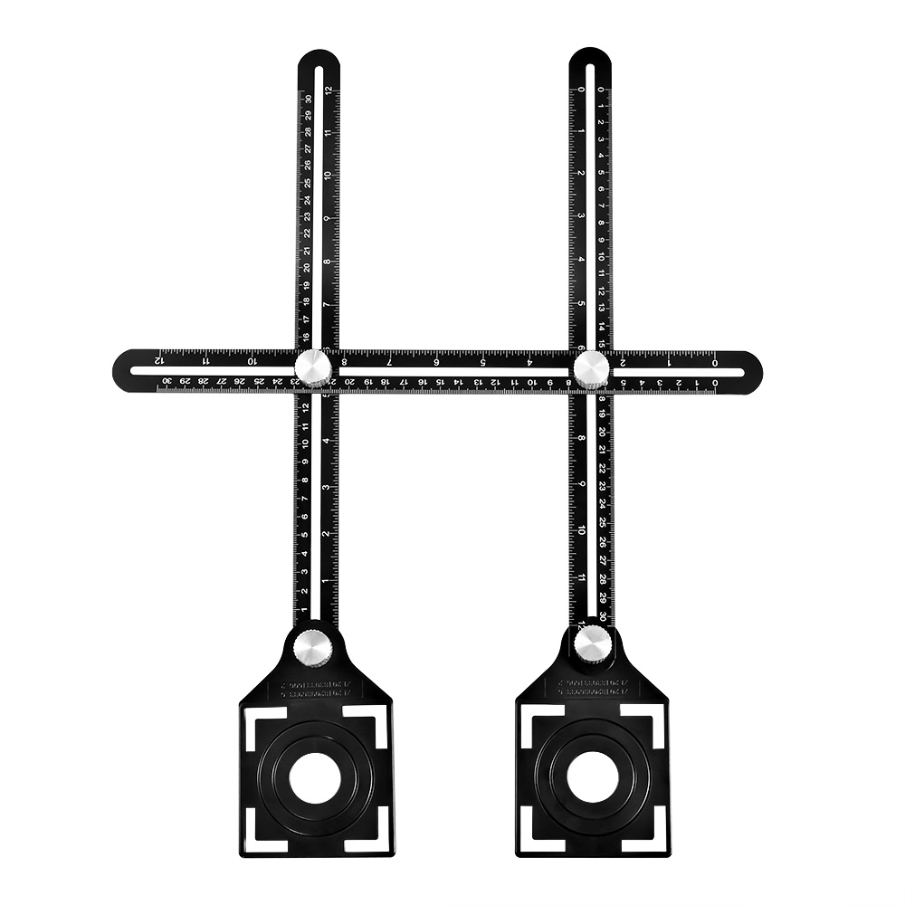 Regla plegable de doble cabezal con múltiples orificios, Localizador Universal ajustable, azulejos de vidrio de mampostería, herramienta de mano perforada fija