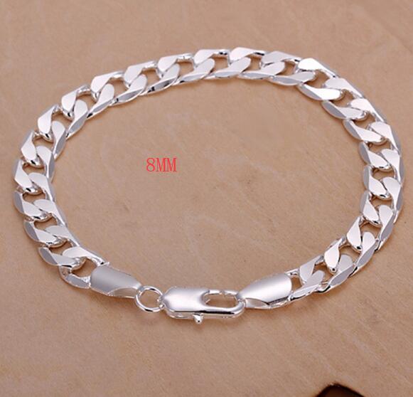 Wunderschönes silberfarbenes schmuckset mit anhängern für damen und herren , 12-6mm armbänder, edel und schön gestempelt,  h163 glieder: 8mm h246