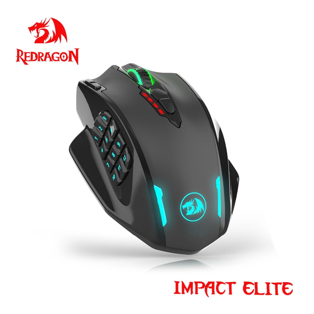 Redragon impact elite  m913 rgb usb 2.4g langaton pelihiiri 16000 dpi 16 painiketta ohjelmoitava ergonominen pelihiirille pc