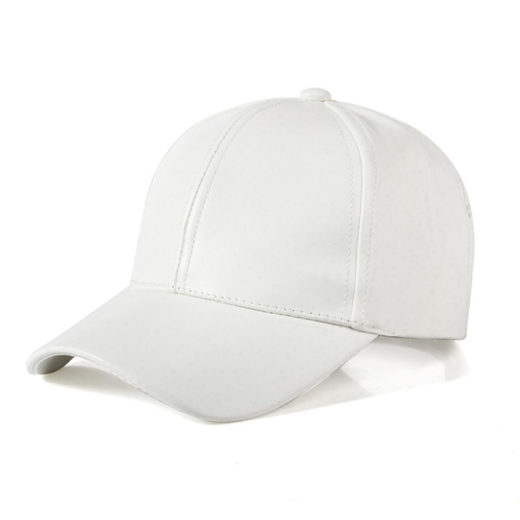 Winter Mannen Warme Baseball Cap Pu Leer Winddicht Leisure Outdoor Sport Cap Effen Kleur Vader Casquette: WHITE